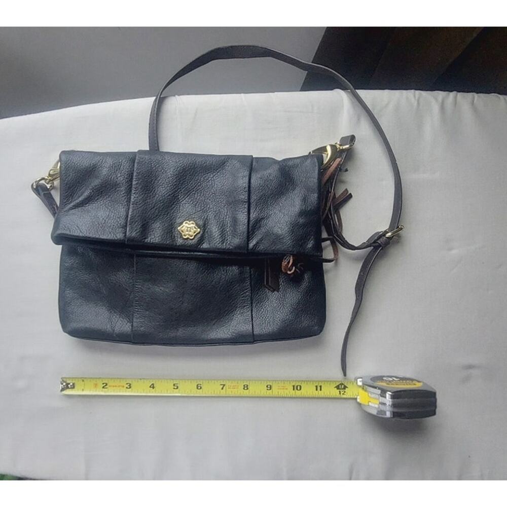 Nanette Lepore Genuine Leather Black Foldover Crossbody Bag
